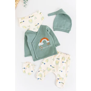 Gökkuşağı Temalı 5 Parça Kız/erkek Bebek Hastane Çıkışı Bebek Takımı