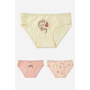 Kız Çocuk Pamuklu Renkli Baskılı Bikini Külot 3'lü Paket 5670 Renkli