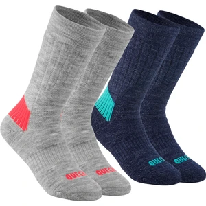 QUECHUA Çocuk Termal Çorap - 2 Çift - Pembe - SH100 Warm Mid