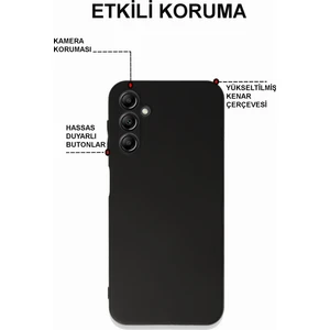 Case World  Samsung Galaxy A14 ile Uyumlu Kapak Mat Siyah Yumuşak Silikon Kılıf