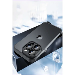 Case World Apple iPhone 14 Pro Max ile Uyumlu Kılıf 2 Parçalı Alt Üst Kamera Lens Korumalı Sert Silikon Kapak - Siyah