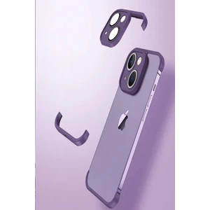 Case World Apple iPhone 14 Plus ile Uyumlu Kılıf 2 Parçalı Alt Üst Kamera Lens Korumalı Sert Silikon Kapak - Mor