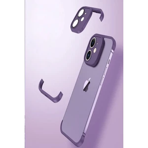 Kzy Apple iPhone 11 ile Uyumlu Kılıf 2 Parçalı Alt Üst Kamera Lens Korumalı Sert Silikon Kapak - Mor