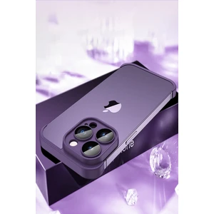 Caseart Apple iPhone 12 Pro Max ile Uyumlu Kılıf 2 Parçalı Alt Üst Kamera Lens Korumalı Sert Silikon Kapak - Mor
