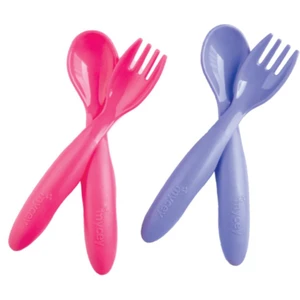 Mycey Bebek Çatal Kaşık Seti 4'lü Pembe-Mor