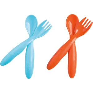 Mycey Bebek Çatal Kaşık Seti 4'lü Turkuaz - Turuncu