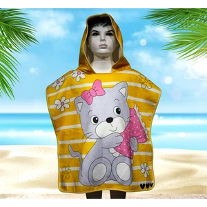 Yorka Design Şirin Kedi Desenli Çocuk Bornoz Panço & Çocuk Plaj Panço & Çocuk Plaj Havlu
