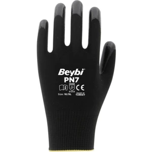 Pn7 Siyah Polyester Örme Nitril Işçi Eldiveni 12 Çift 10 Numara Pn7 12 Çift