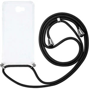 Samsung Galaxy J7 Prime 2 Kılıf Boyun Omuz Askılı Siyah iPli Kordonlu Anti Şok Köşe Korumalı Şeffaf Silikon X-ROP