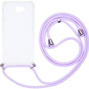 Samsung Galaxy J7 Prime 2 Kılıf Boyun Omuz Askılı Lila iPli Kordonlu Anti Şok Köşe Korumalı Şeffaf Silikon X-ROP