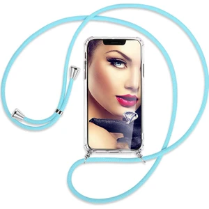 Samsung Galaxy J7 Prime 2 Kılıf Boyun Omuz Askılı Turkuaz iPli Kordonlu Anti Şok Köşe Korumalı Şeffaf Silikon X-ROP