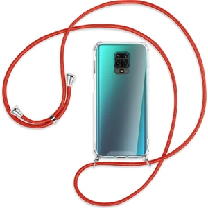 Xiaomi Redmi Note 9 PRO Kılıf Boyun Omuz Askılı Kırmızı iPli Kordonlu Anti Şok Köşe Korumalı Şeffaf Silikon X-ROP