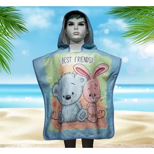 Yorka Design Best Friends Baskılı Çocuk Bornoz Panço & Çocuk Plaj Panço & Çocuk Plaj Havlu