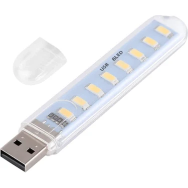 Zauss 8 LED Beyaz Işık Taşınabilir Mini USB LED Lamba 5730 Smd Kamp Stick