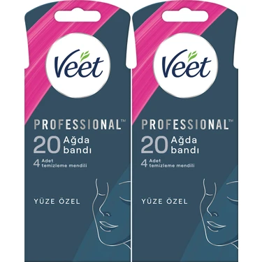 Veet Professional Yüz Ağda Bandı Hassas Ciltler İçin 20'li Paket 4 Temizleme