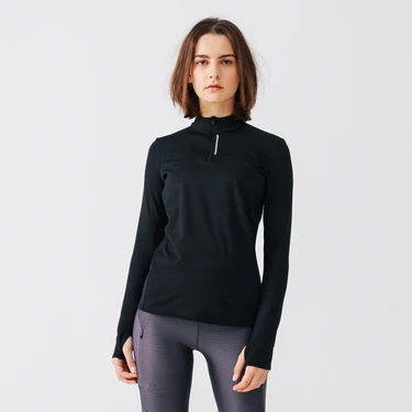 Decathlon Kalenji Kadın Uzun Kollu Koşu Tişörtü - Siyah -