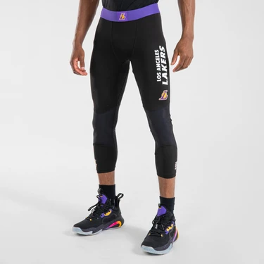 Decathlon Tarmak NBA LOS ANGELES LAKERS Yetişkin 3/4 Basketbol Taytı - Siyah -