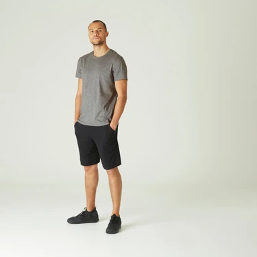 Decathlon Domyos Erkek Gri Spor Tişörtü 100 - Regular - Fitness Hafif