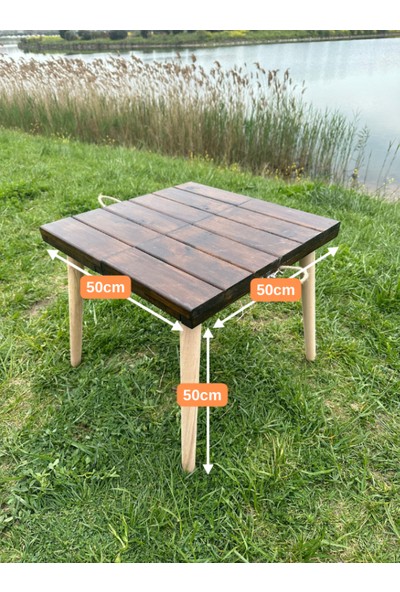 Genıus Katlanir Kamp Masası,kamp Masası,ahşap Piknik Masası, Balkon Masası, Mutfak Masası 50X50X50