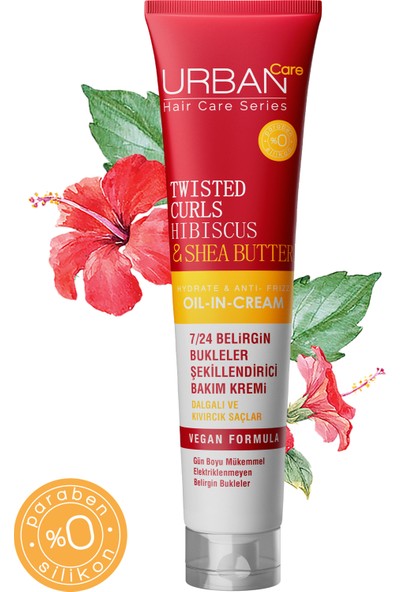 URBAN Care Hibiscus&Shea Butter Kıvırcık ve Dalgalı Saçlara Özel Şekillendirici Bakım Kremi-175 ML