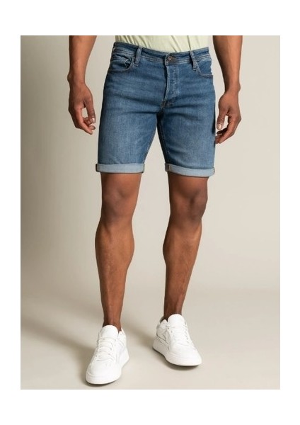 Normal Bel Normal Mavi Erkek Denim Şort 12230545