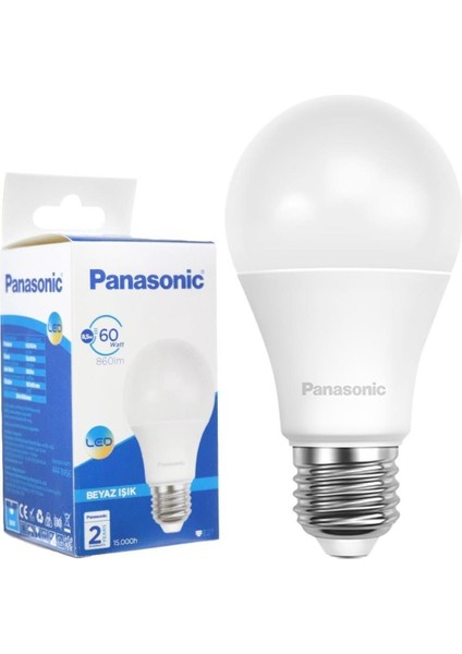 8,5W-60 W 3 Lü Eko Paket 6500 Kelvin Beyaz Işık Panasonic 8,5W 3 Lü Beyaz