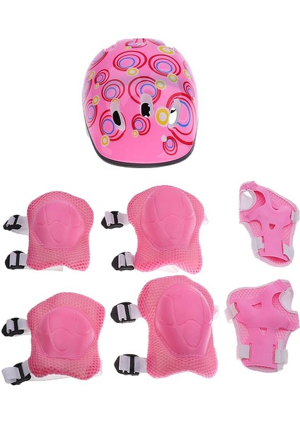 7 Adet Çocuk Bisiklet Koruyucu Güvenlik Kask + Dirsek + Bilek + Diz Pedleri Set Scooter Paten Pink (Yurt Dışından) fiyatları