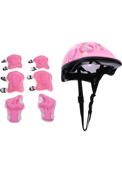 7 Adet Çocuk Bisiklet Koruyucu Güvenlik Kask + Dirsek + Bilek + Diz Pedleri Set Scooter Paten Pink (Yurt Dışından) modelleri