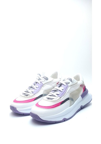 Beyaz Fuşya Detay Bağcıklı Spor Ayakkabı fiyatları