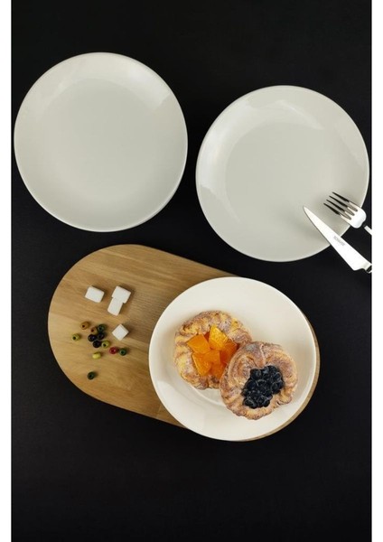 6'Lı Deniz Form Pasta Tabağı Seti 19 Cm Krem – Tl4037058