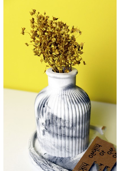 Mermer Desen Bohem Bampas Vazo ve Aksesuar Seti 4 Parça fırsatları