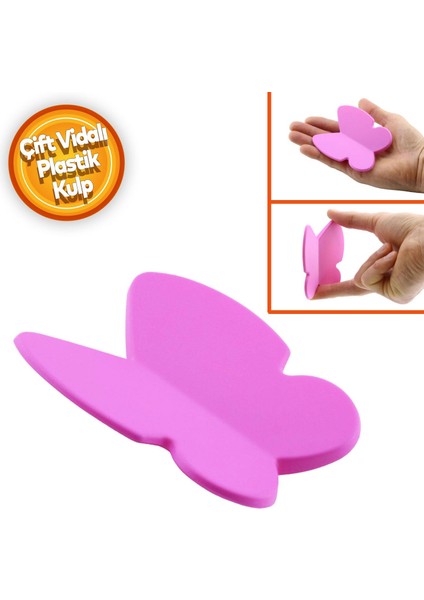 Kelebek Çocuk Bebek Genç Odası Çekmece Dolap Kapak Kulpu Kulbu Plastik Mat Pembe Kulp 32 mm