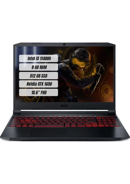 Nitro 5 AN515-57 Intel Core i5 11400H 8GB 512GB SSD GTX1650 Freedos 15.6" FHD 144Hz Taşınabilir Bilgisayar NH.QEKEY.001