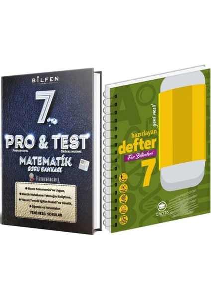 7. Sınıf Pro Test Matematik Soru Bankası - Çanta 7 Fen Okula Yardımcı Hazırlayan Defter