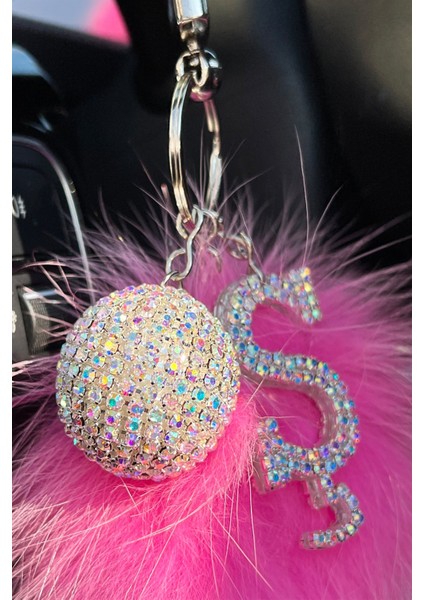 Şeker Pembe Ponpon & Yaldız Logosuz Anahtarlık & Yaldız Disko Top & Yaldız Harf fiyatları