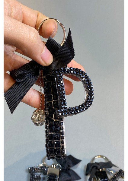 Siyah Bagetli Anahtarlık & Siyah D Harf & Gümüş Minik Top & Siyah Kurdela fiyatları