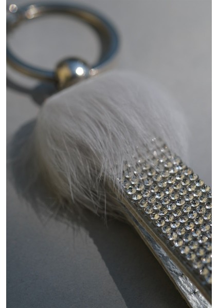 Gri Tavşan Tüylü Gümüş Logosuz Anahtarlık & Gümüş Harf modelleri