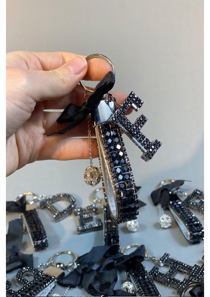 Siyah Bagetli Anahtarlık & Siyah F Harf & Gümüş Minik Top & Siyah Kurdela fiyatları