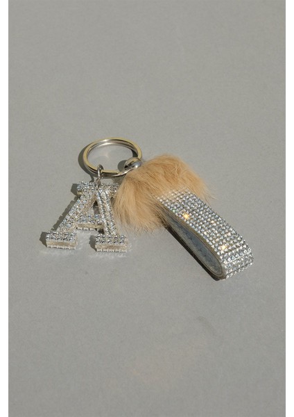 Kemıl Tavşan Tüylü Gümüş Logosuz Anahtarlık & Gümüş Harf