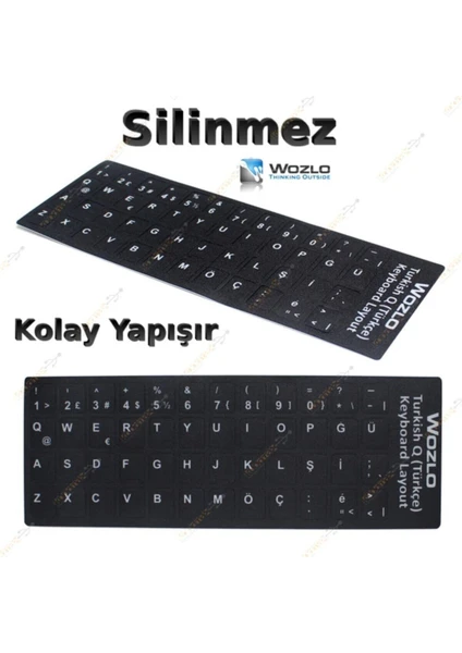 Laptoplar Için Türkçe (Q) Klavye Sticker Siyah