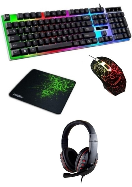 4in1 Rgb Klavye Mause + Kulaklık Gamer Oyuncu Seti