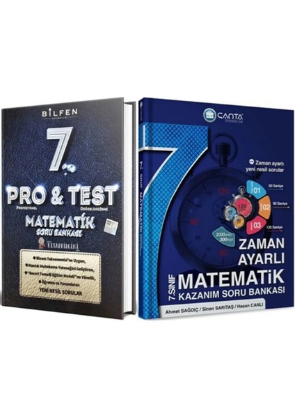 Bilfen Yayınları 7. Sınıf Pro Test Matematik Soru Bankası - 7 Matematik Zaman Ayarlı Kazanım Soru