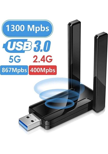 Wifi Sinyal Güçlendirici AC1300 USB Kablosuz Ağ Adaptör