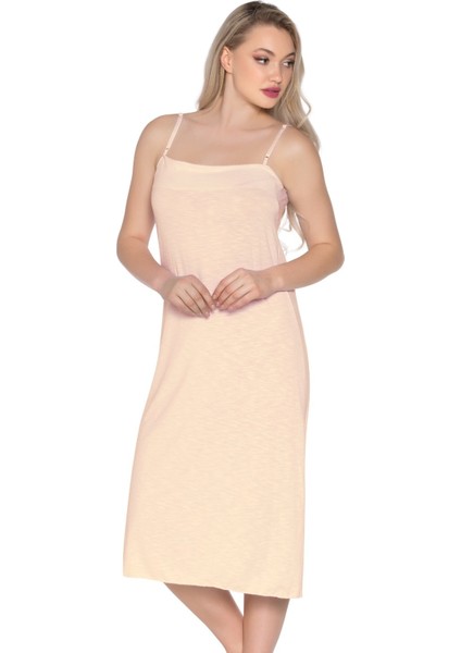 Nefes Alan Penye Kumaş Likralı Konforlu Uzun Gecelik Kombinezon