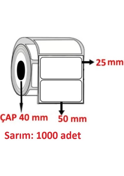 Özsaraç Etiket 25X50 Eco Termal Etiket Tekli ( 1000 Li )