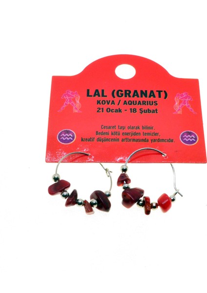 Doğaltaş Kova Burçu Lal Taşı Burç Küpe - 2337