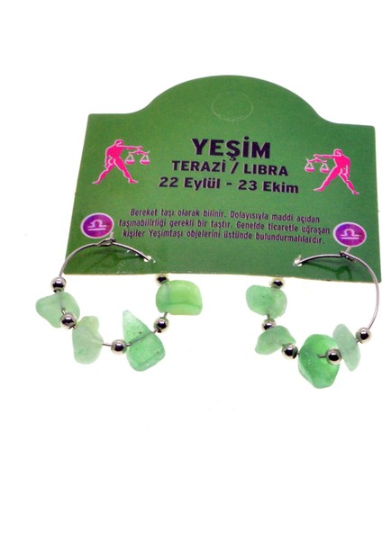 Doğaltaş Terazi Burçu Yeşim Taşı Burç Küpe - 2339