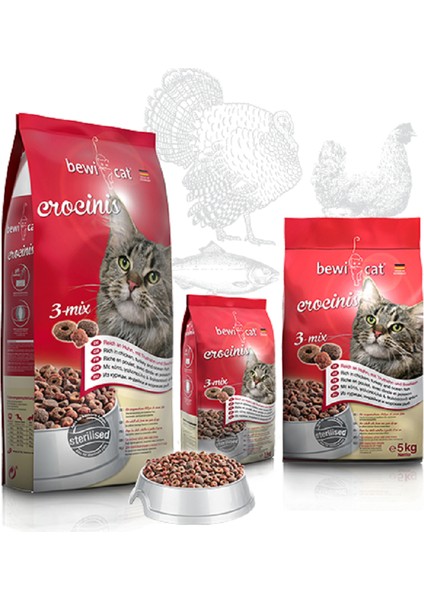 Bewı Cat Adult Crocinis 20 kg – Yetişkin Kediler Için Kümes Hayvanlı Kedi Kuru Maması