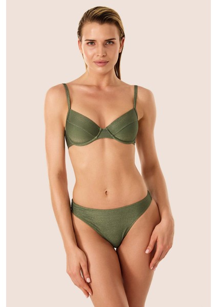 3409 Haki Simli Kaplı Bikini Takımı