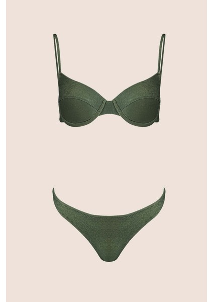 3409 Haki Simli Kaplı Bikini Takımı modelleri